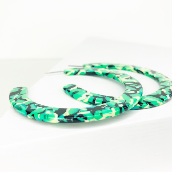 Hoop Earrings in Turquoise - Picture 4 of 7